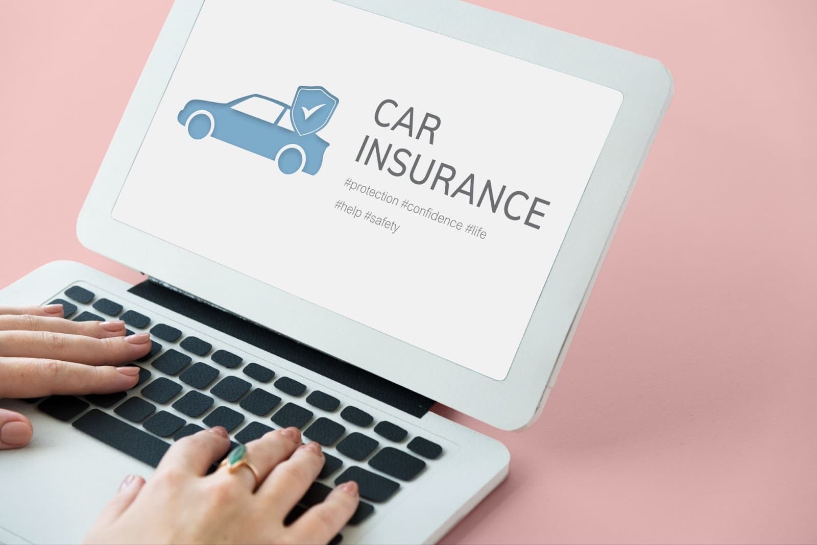 Laptop with car insurance coverage accident benefits