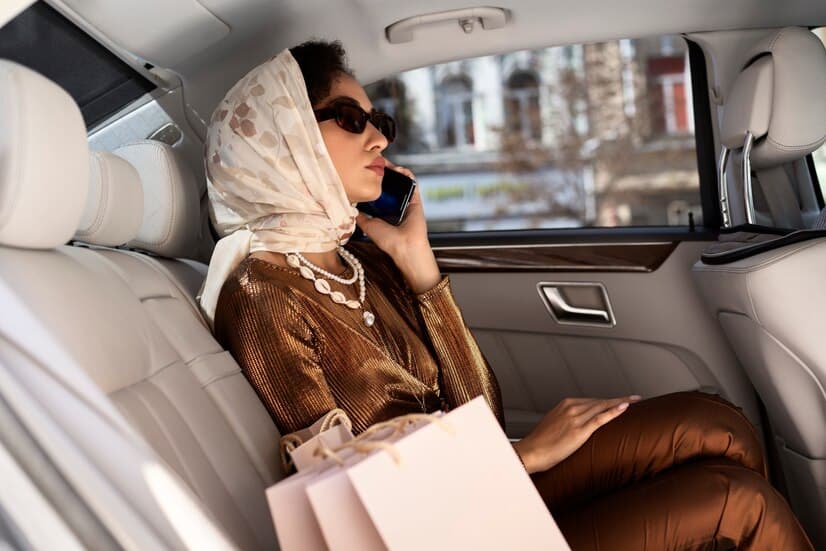 Rich Woman Sitting in the Car
