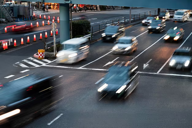 Fast moving car in the city
